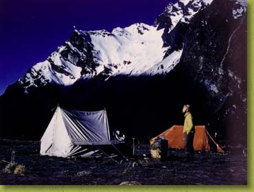 One of Peter's Yeti expedition camps near Thammi at 12,500<br />feet in the Himalayan district of Sola Khumbu